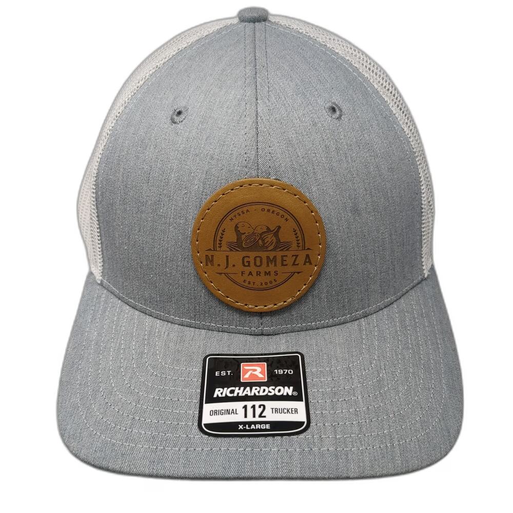 Richardson Trucker Hat Gray XL Mesh Snapback NJ Gomeza Farms Leather Patch